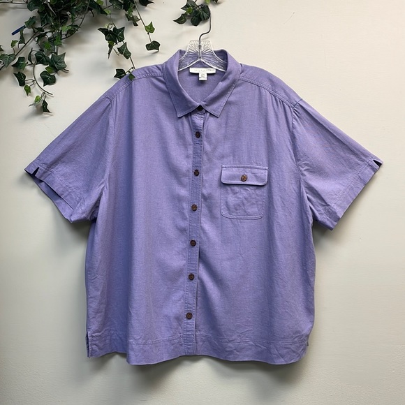 Appleseed's Tops Appleseeds Womens Plus Size 24w Linen Blend Short